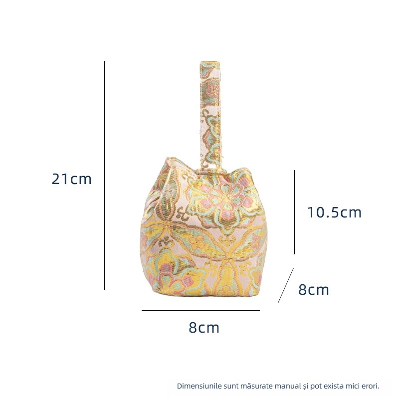 Geantă de depozitare pentru ceașca de ceai, broderie aurie pe țesătură – accesorii pentru ceremonia ceaiului, set de ceai portabil pentru călătorii