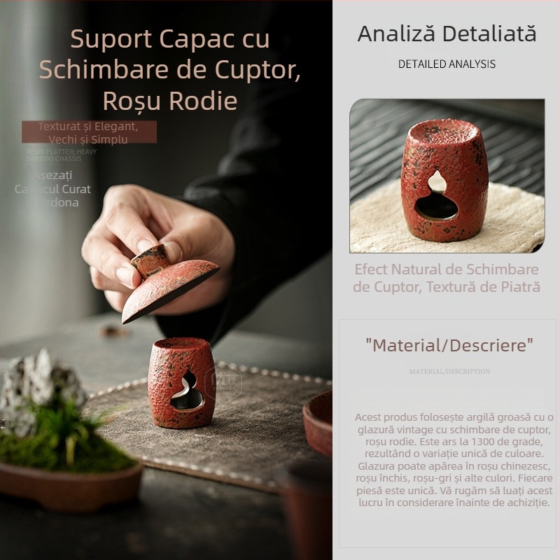 Suport ceramic pentru capac, în stil zen, pentru ceainic din lut purpuriu, suport pentru capac, mic ornament, accesoriu pentru ceremonia ceaiului