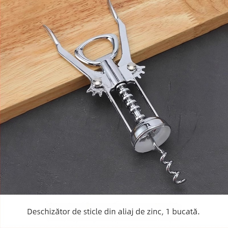 Deschizător de sticle din aliaj de zinc, multifuncțional, portabil, pentru bucătărie, cu cuțit în formă de calut de mare