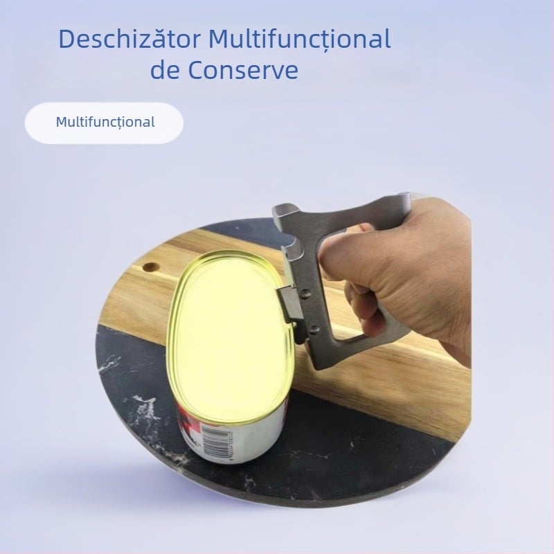 Deschizător multifuncțional din oțel inoxidabil pentru conserve, deschide conserve, capace și sticle, ustensilă de bucătărie
