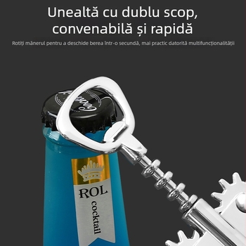 Deschizător multifuncțional de sticle de vin, cu cuțit Seahorse, portabil