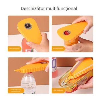 Deschizător multifuncțional pentru sticle și conserve, portabil, deschizător rotativ pentru capace în stil japonez