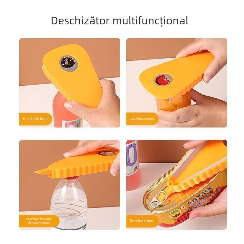 Deschizător multifuncțional pentru sticle și conserve, portabil, deschizător rotativ pentru capace în stil japonez
