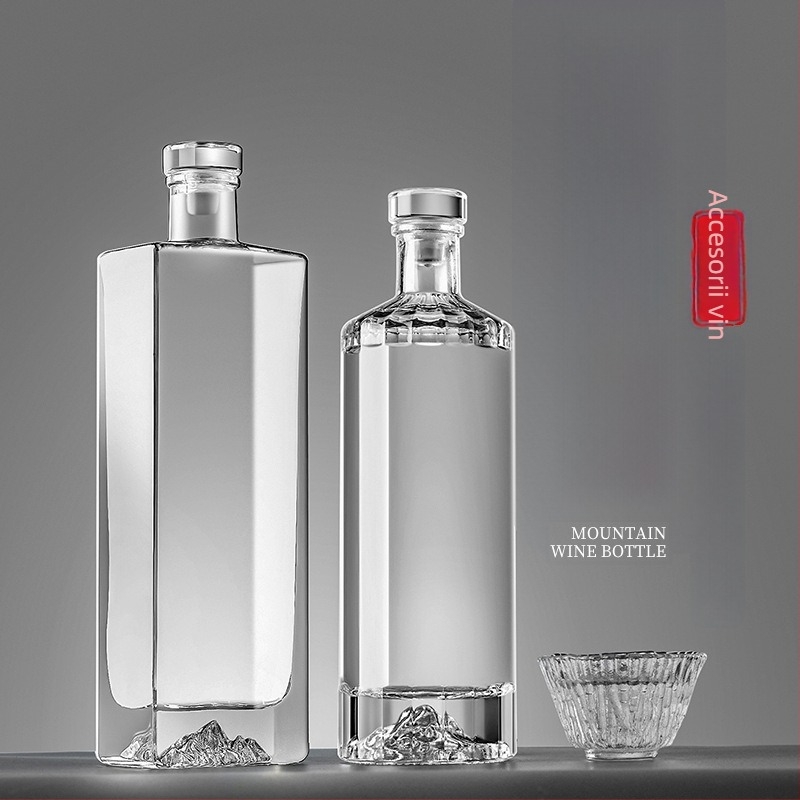 Sticlă transparentă de alcool din sticlă, recipient gol, ambalaj de lux pentru nuntă, ambalaj personalizat pentru băuturi produse acasă