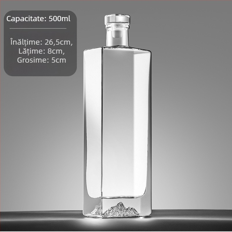 Sticlă transparentă de alcool din sticlă, recipient gol, ambalaj de lux pentru nuntă, ambalaj personalizat pentru băuturi produse acasă