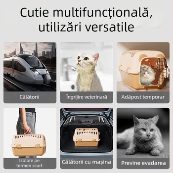 Transporter de animale pentru pisici și câini de la mici la medii, cușcă auto portabilă din PP