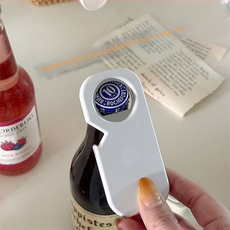 Deschizător magnetic pentru sticle cu logo imprimat, deschizător multifuncțional pentru capace, pentru bere, cola și conserve de fructe, magnet de frigider antiaderant