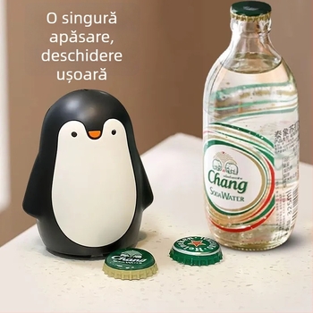 Deschizător de sticle în formă de pinguin, din plastic, tip apăsare, pentru șampanie și băuturi, utilizare casnică