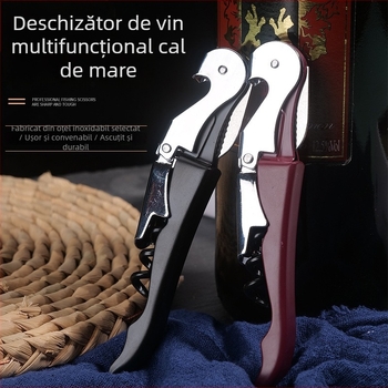 Cuțit multifuncțional în formă de căluț de mare, oțel inoxidabil, deschide vin, bere și conserve