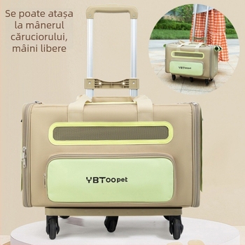 Geantă pentru animale de companie cu roți, capacitate mare pentru pisici, carrier pliabil și portabil