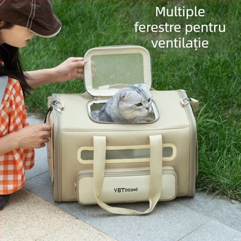 Geantă pentru animale de companie cu roți, capacitate mare pentru pisici, carrier pliabil și portabil
