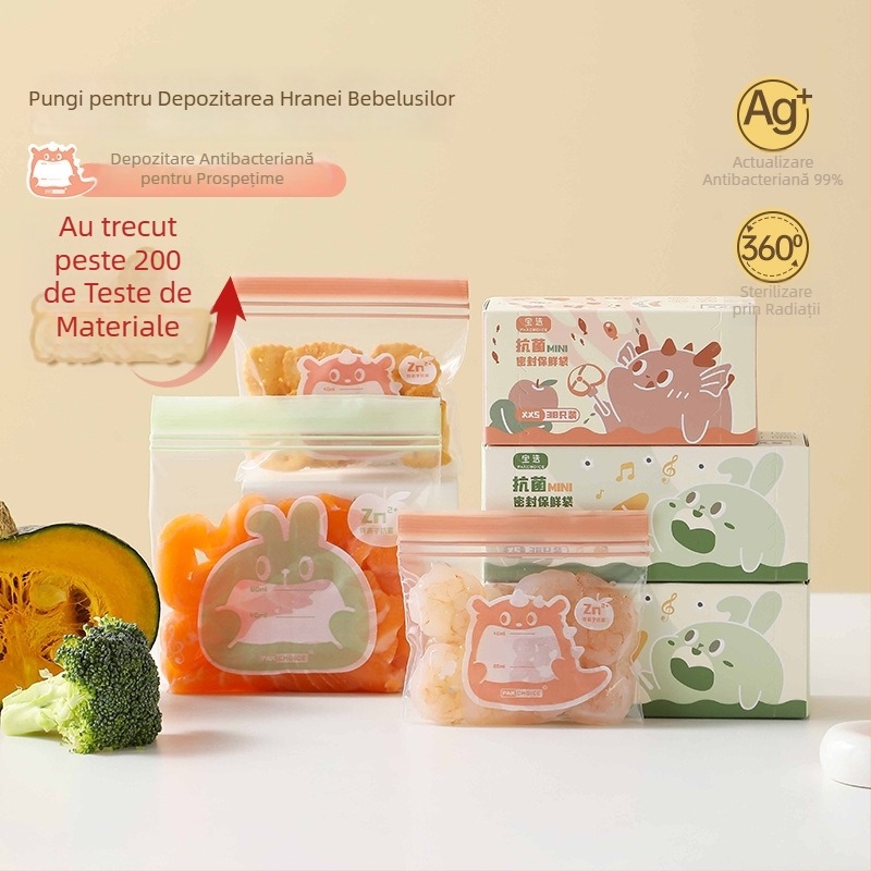 Pungă antibacteriană alimentară, pentru carne în fâșii, depozitare porționată în congelator