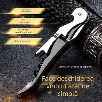 Deschizător de sticle multifuncțional din oțel inoxidabil, în formă de hipocamp, pentru vin și bere.