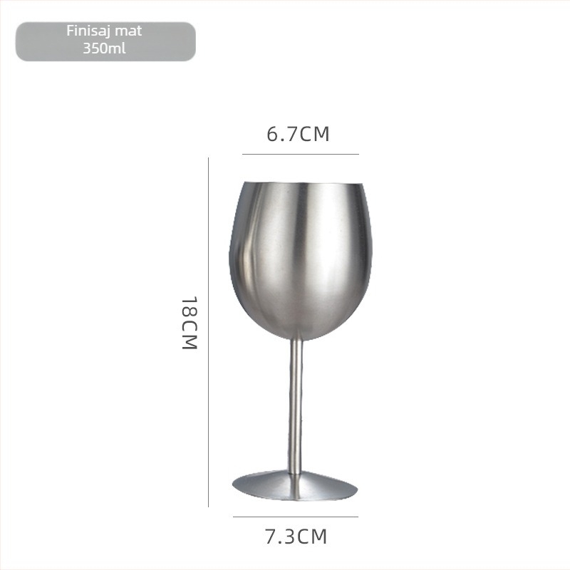 Pahar de vin roșu din oțel inoxidabil 304, pahar metalic cu capacitate mare, rezistent la căderi, design modern și simplu