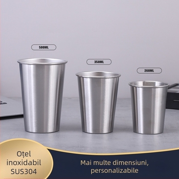 Cană de camping din oțel inoxidabil 304, margine rulată, pahar de bere pentru exterior, 401-500 ml