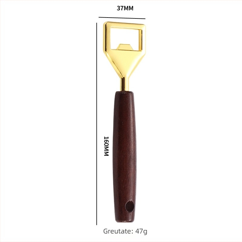 Deschizător de sticle de bere cu mâner din lemn și aliaj de zinc