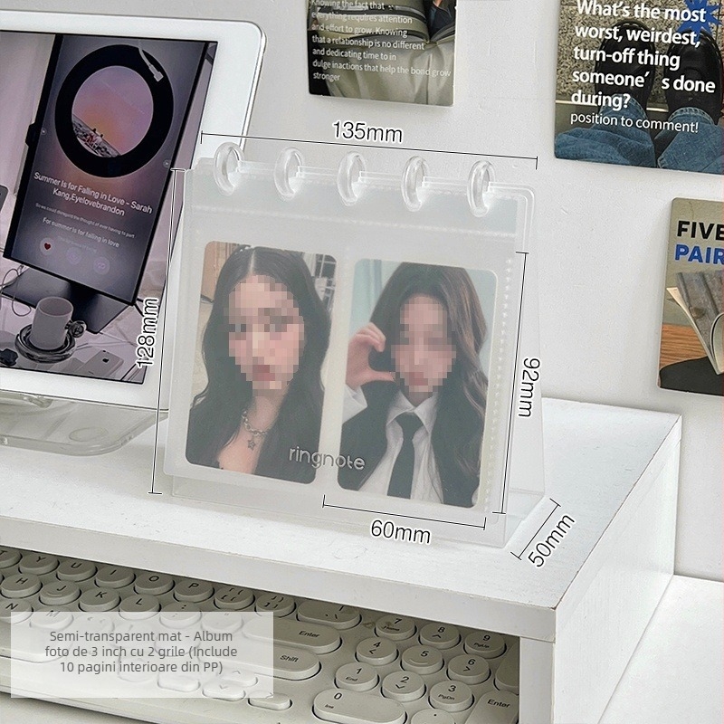 Album foto Polaroid de 3 inch, cu suport transparent pentru carduri — expunere pe birou, depozitare de cărți poștale, album de amintiri