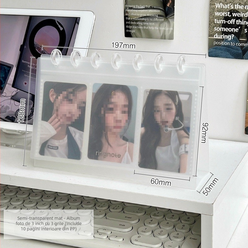 Album foto Polaroid de 3 inch, cu suport transparent pentru carduri — expunere pe birou, depozitare de cărți poștale, album de amintiri