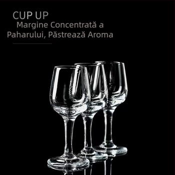 Pahar de degustare din sticlă, 50 ml, pentru vin și băuturi spirtoase, design minimalist cu scară de măsurare