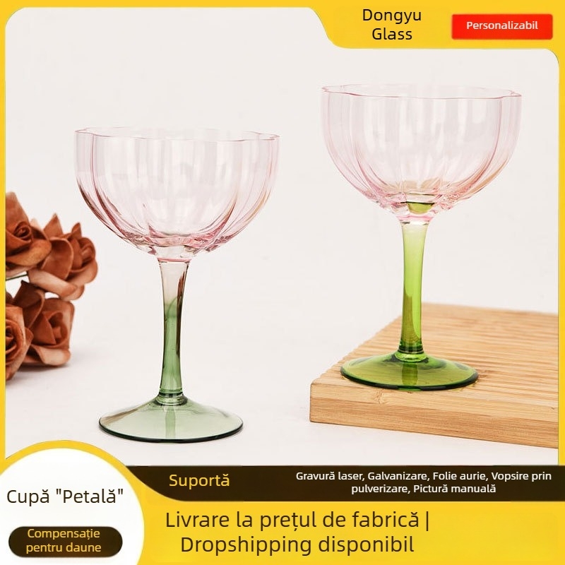 Goblet franțuzesc, cu formă de petale, înalt, destinat pentru șampanie, vin roșu, deserturi, cocktailuri și înghețată.