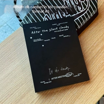 Album foto minimalist alb-negru, cu patru cadrane pentru Polaroid de 3 inch, stil Instagram, pentru depozitare.