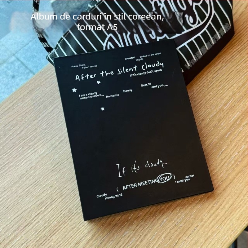 Album foto minimalist alb-negru, cu patru cadrane pentru Polaroid de 3 inch, stil Instagram, pentru depozitare.