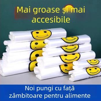 Pungi din plastic cu zâmbet – sacoșe pentru fructe și cumpărături, sacoșe de transport pentru alimente, stil vestă