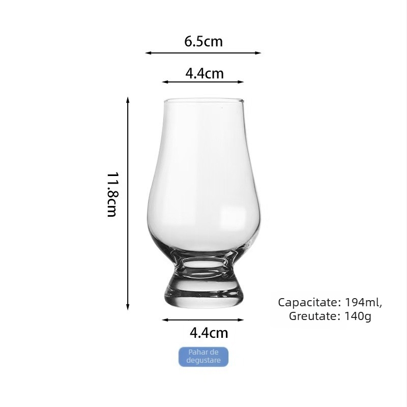 Pahar de whisky din cristal în formă de lalea — pahar de degustare pentru aromă, 101–200 ml, fără plumb, imprimare logo