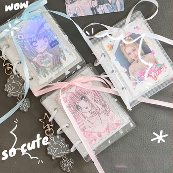 Album foto din acrilic, panglică de dantelă transparentă, pagini detașabile, format de 3 inci pentru fotografiile Polaroid