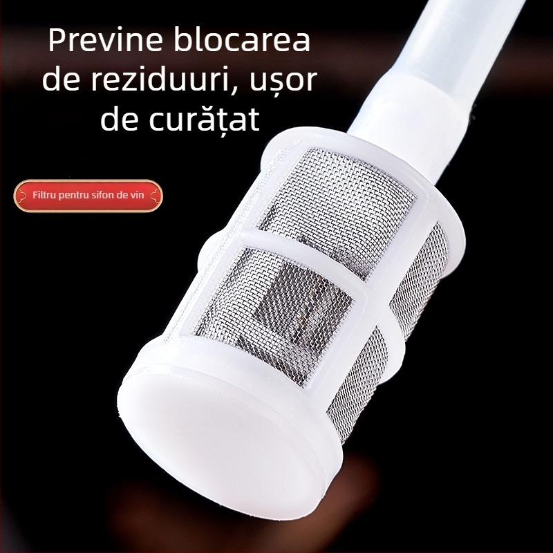 Pompă de vin auto-primantă cu filtru anti-blocare, din materiale alimentare, pai colorat, pentru borcane de vin