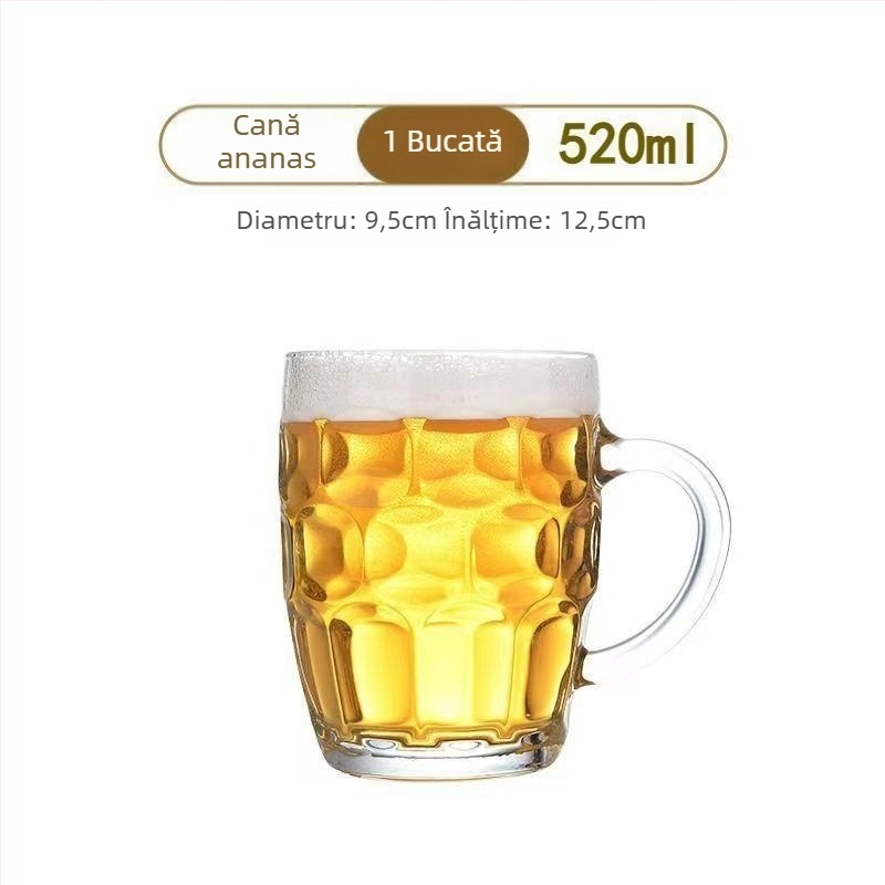 Ceașcă de bere cu ananas, acrilic, capacitate mare, pahar gros pentru bere la draft, cană rezistentă la căldură pentru ceai și băuturi