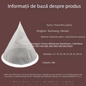 Filtru de pâlnie, plasă 40-600, ultrafină, densă, pentru separarea sedimentelor, destinat sucurilor de medicină chineză, laptelui de soia și vinului de struguri