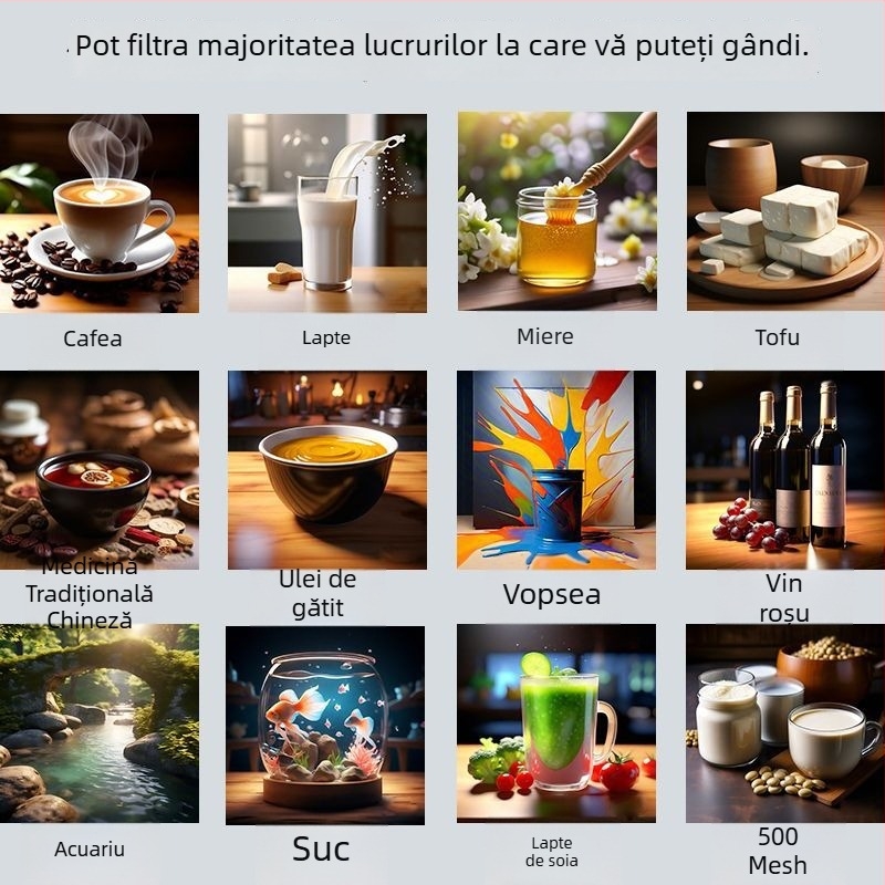 Filtru de pâlnie, plasă 40-600, ultrafină, densă, pentru separarea sedimentelor, destinat sucurilor de medicină chineză, laptelui de soia și vinului de struguri