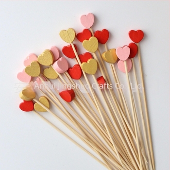 Bețișoare decorative de Ziua Îndrăgostiților, bețișoare pentru fructe caramelizate, bețișoare inimă pentru cocktailuri, bețișoare pentru burgeri, inimi colorate, inimi aurii