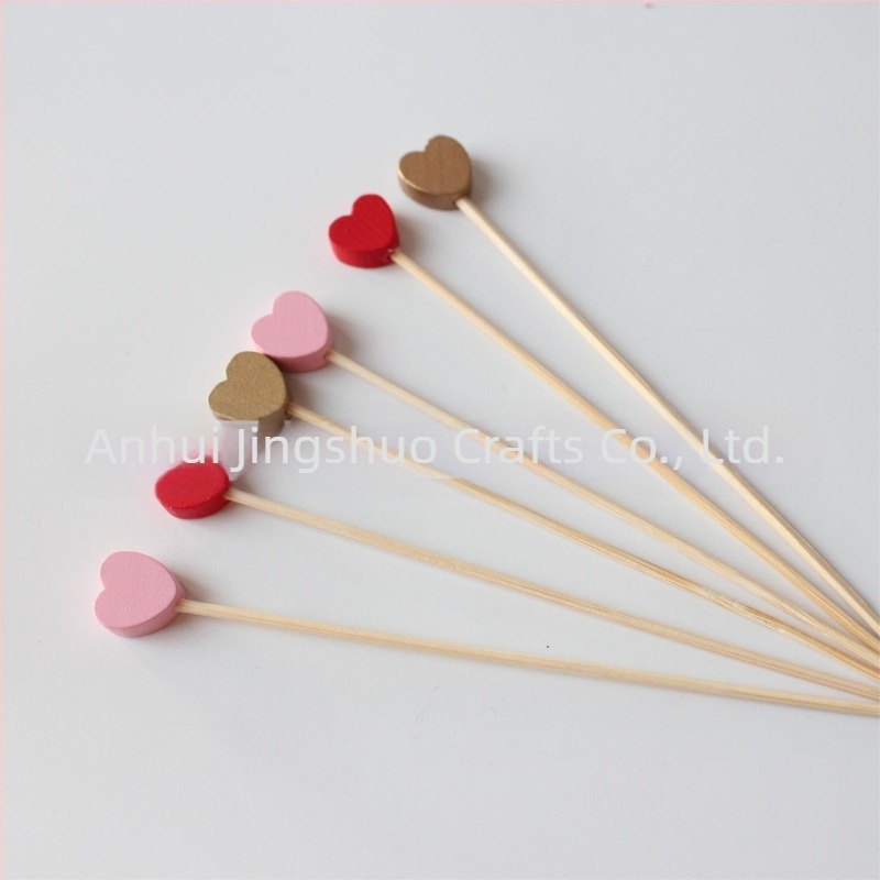 Bețișoare decorative de Ziua Îndrăgostiților, bețișoare pentru fructe caramelizate, bețișoare inimă pentru cocktailuri, bețișoare pentru burgeri, inimi colorate, inimi aurii