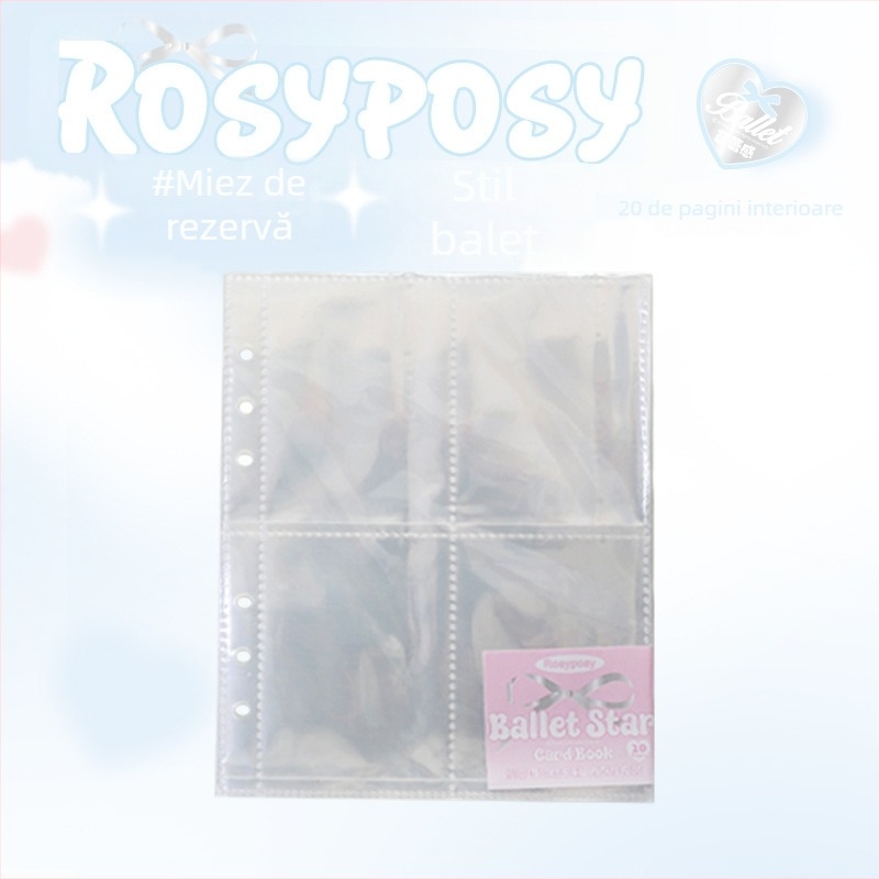 RosyPosy Album de carduri cu panglică moale, cu patru compartimente, crem-balet, închidere magnetică