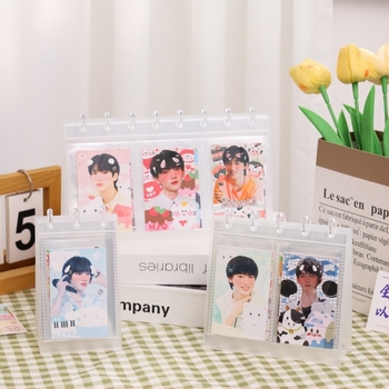Mini album foto cu calendar de birou de 3 inch, clemă în formă de ciupercă și compartiment pentru carduri