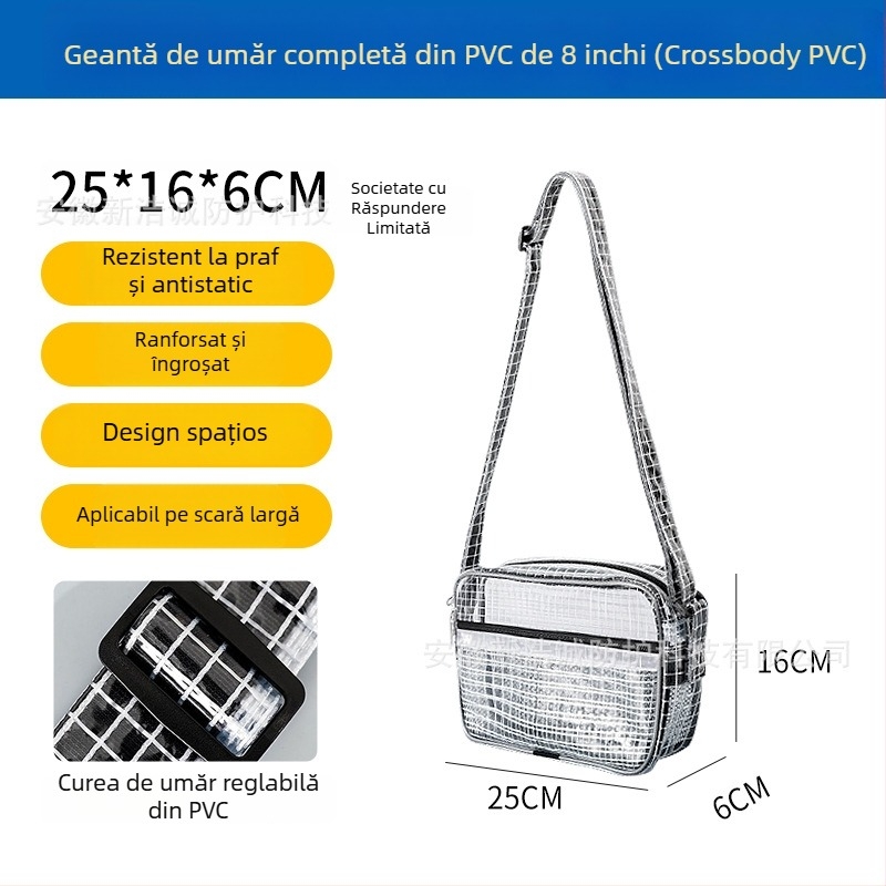 Rucsac antistatic din PVC cu plasă, de 17 inch, negru transparent, pentru încăperi curate, ușor, cu capacitate mare