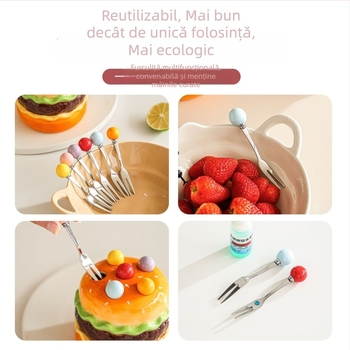 Set de furculițe pentru fructe din oțel inoxidabil Hamburg, cu borcan de depozitare, furculițe pentru masă și desert, senzație de lux