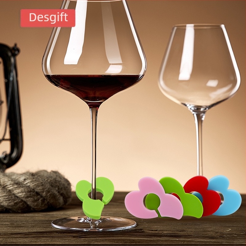 Etichetă de marcaj din silicon pentru pahar de vin și pandantiv pentru pahar de șampanie — etichetă anti-confuzie pentru petreceri și baruri