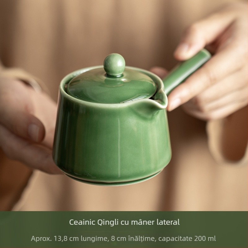 Ceainic ceramic cu mâner lateral, stil japonez, pentru birou și casă, mic ceainic de o singură porție