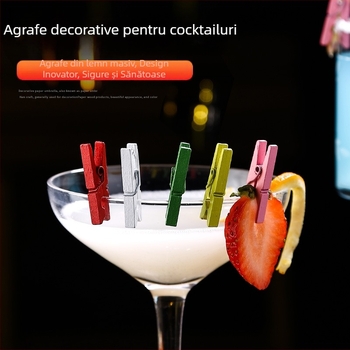 Clipuri decorative din lemn colorat pentru bar și cocktail, 100 buc.
