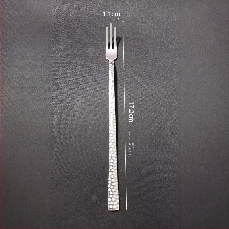 Furculiță din oțel inoxidabil cu textură ciocănită, aspect elegant pentru fructe, prăjituri și deserturi; furculiță pentru paste și salate; gustări