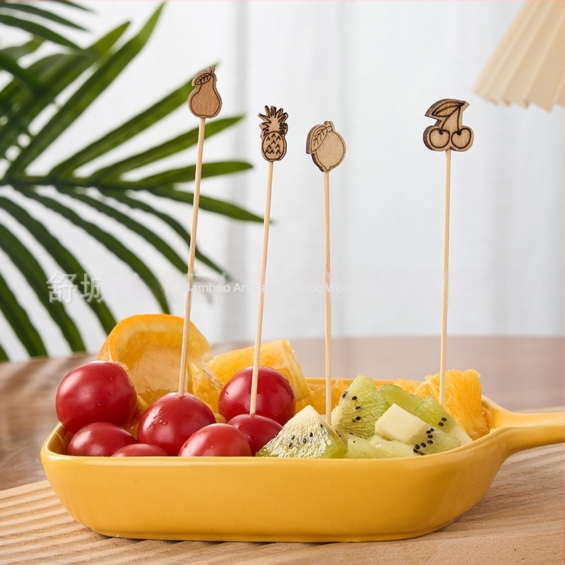 Bețe de bambus în culoare naturală pentru fructe, deserturi și cocktailuri, pachet de 100 bucăți