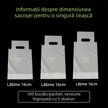 Pungi îngroșate pentru ceai cu lapte, pentru pahare de unică și dublă capacitate, pungi pentru băuturi la pachet, imprimare, 100 buc./pachet