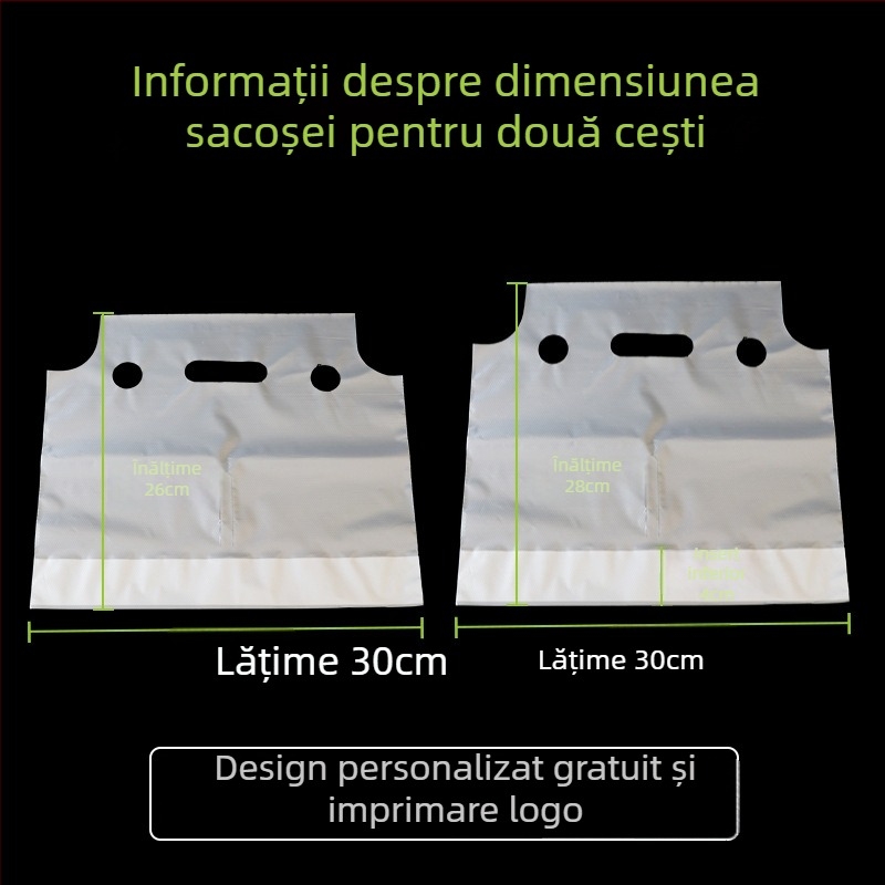 Pungi îngroșate pentru ceai cu lapte, pentru pahare de unică și dublă capacitate, pungi pentru băuturi la pachet, imprimare, 100 buc./pachet