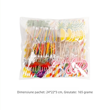 Set 140 bețișoare cocktail pentru fructe și prăjituri, cu paie din hârtie fagure pentru decor de petrecere