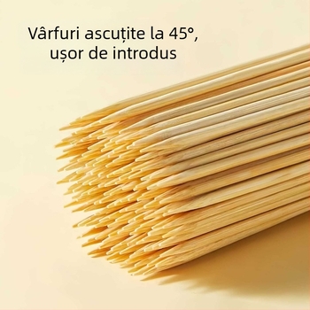 Bețe de bambus de unică folosință pentru grătar, Oden, fructe caramelizate, cârnați și marshmallows