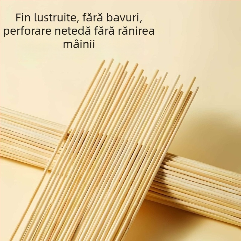 Bețe de bambus de unică folosință pentru grătar, Oden, fructe caramelizate, cârnați și marshmallows