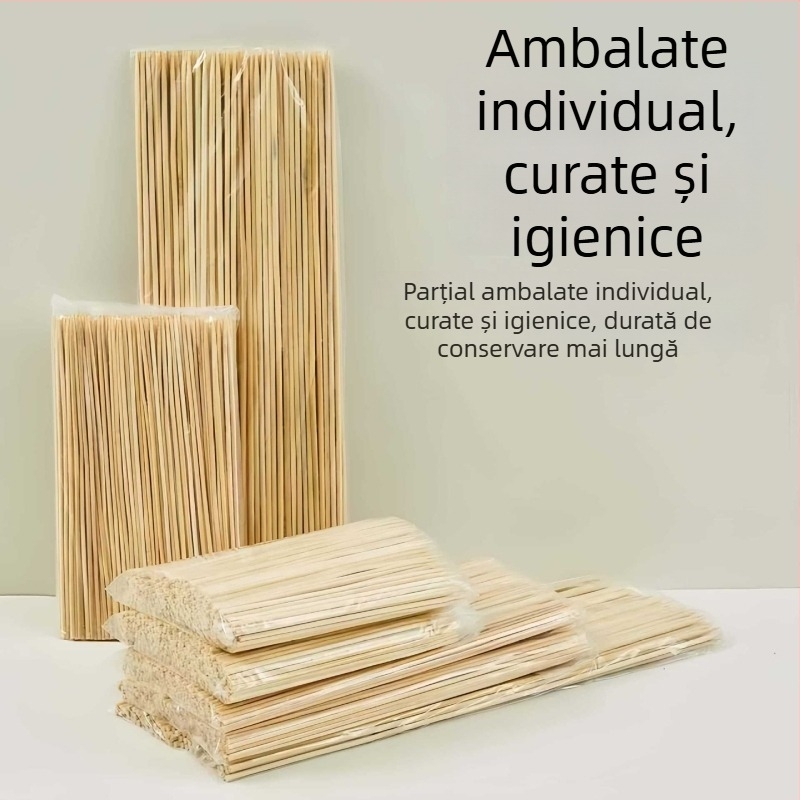 Bețe de bambus de unică folosință pentru grătar, Oden, fructe caramelizate, cârnați și marshmallows